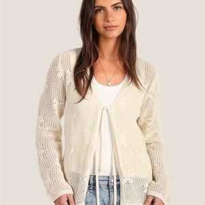 Dylan Lily Crocheted Front Tie Cardigan